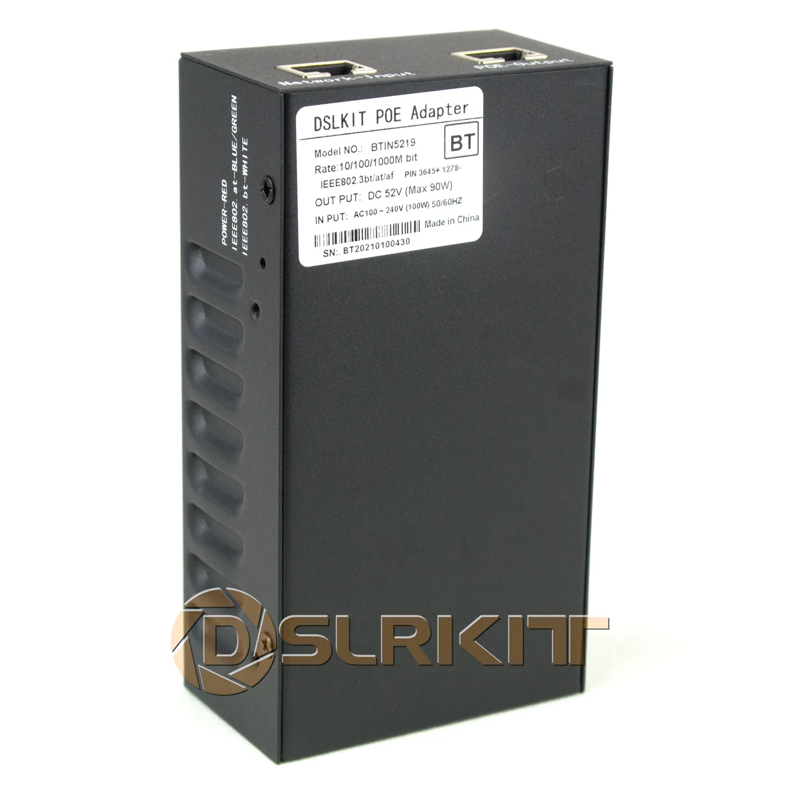 DSLRKIT 802.3BT PoE Injector 90watt Gigabit Adapter Ultra PoE++ 4-Pair 10/100/1000Mbps