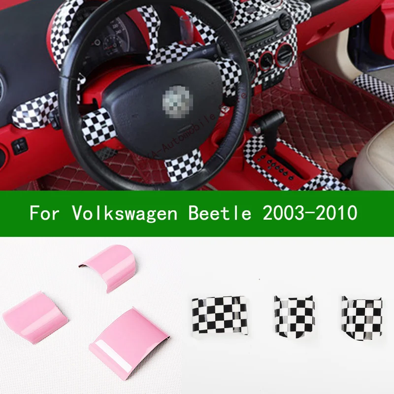 For volkswagen VW beetle 2003-2010 black carbon fiber Interior steering wheel molding trim cover 2004 2005 2006 2007 2008 2009