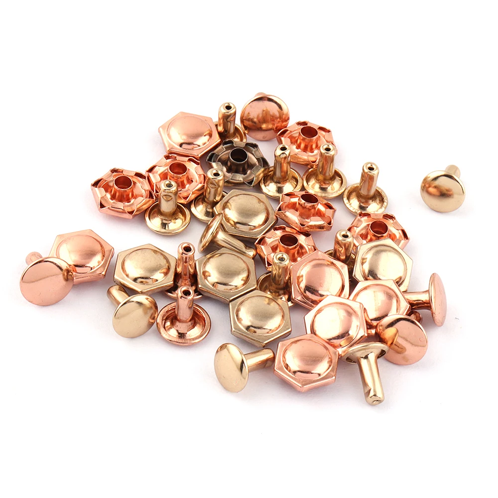 

10mm Rose Gold Metal Double Cap Rivet,Button Round Rivet,Rivet Studs for Purse Bags Handbags Shoes Belts Leather Craft DIY