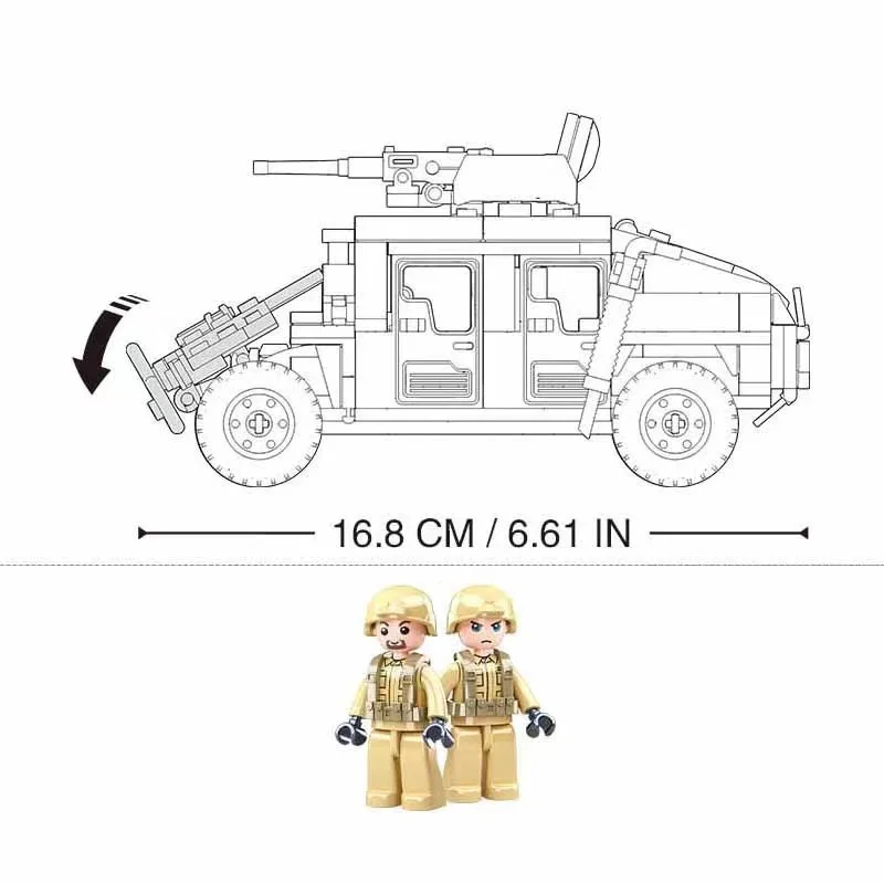 SLUBAN WW2 Military Humvee Jeep H1 Army Friends Car Mould King Building Bricks Classic Moc Blocks Action Figures Toys Boys Gift