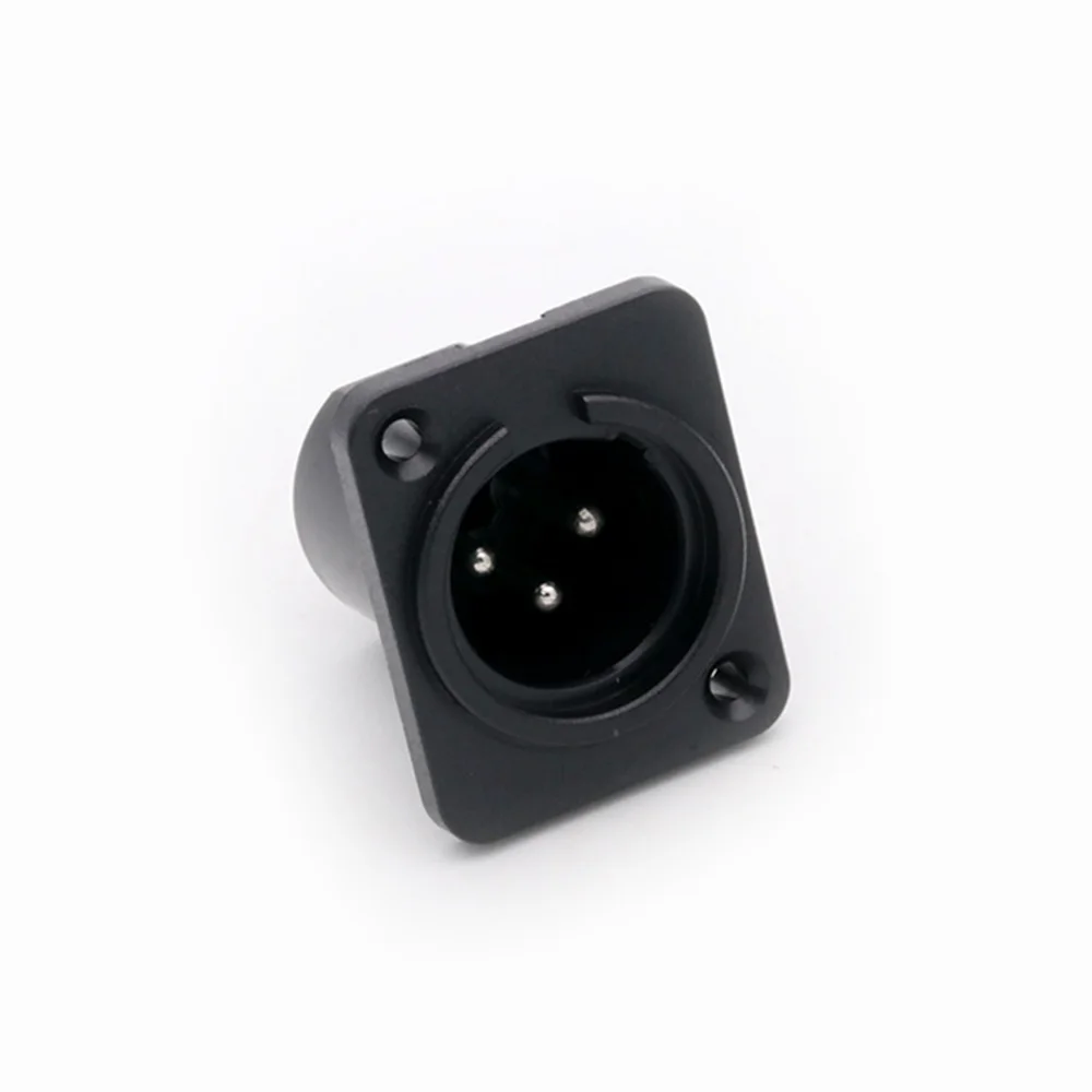1xMale + 1xFemale XLR Plug&Socket 3Pin XLR Male Plug&Female Socket Panel Mount Chassis 3Pins Square Shape XLR Connector