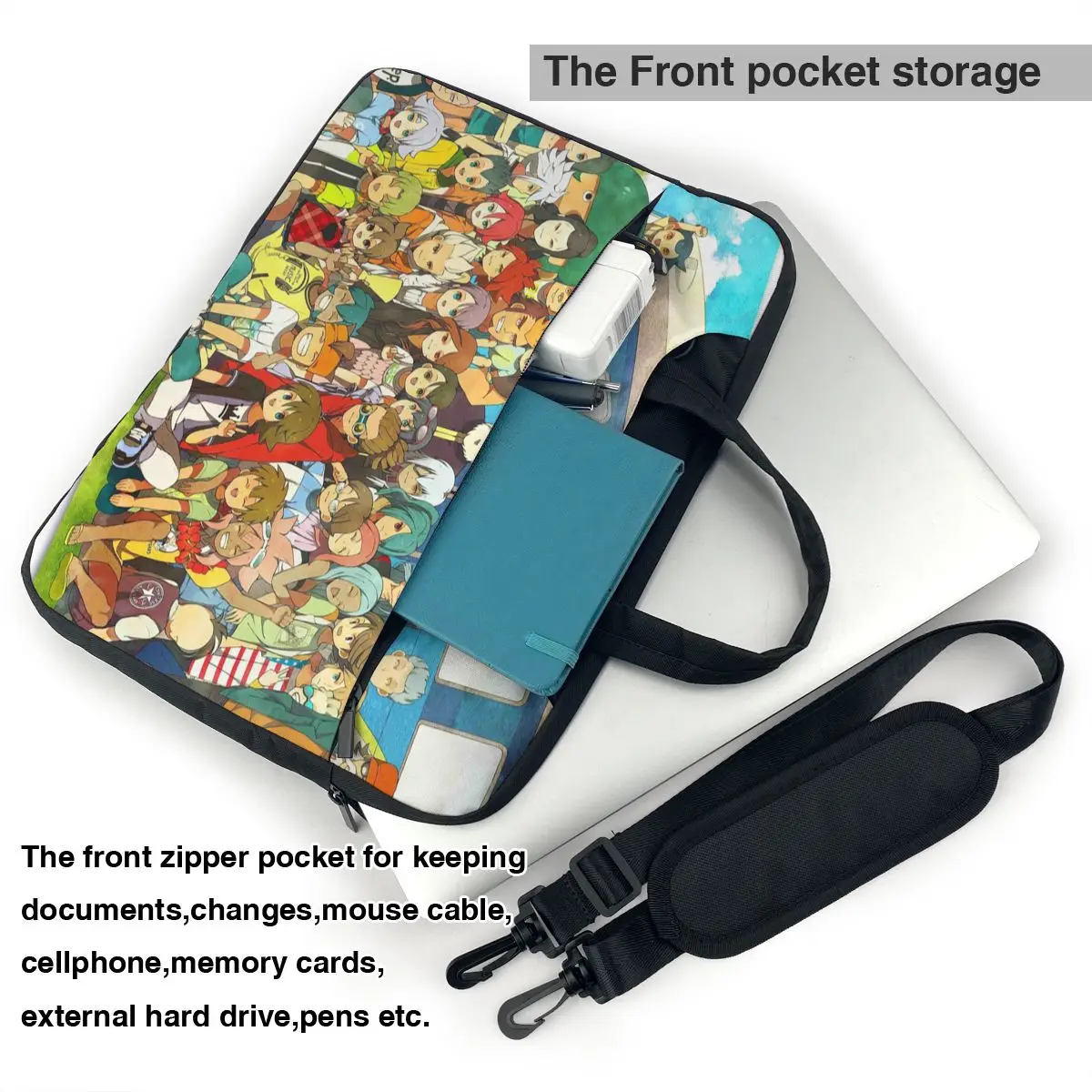 Inazuma Eleven Laptop Bag Case Protective Vintage Computer Bag Bicycle Crossbody Laptop Pouch