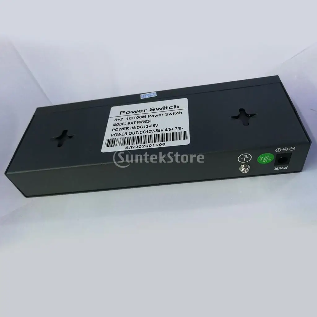 Interruptor Ethernet 4,5 +/7,8, compatible con 12V, 24V, 48V, 9 puertos, 10/100Mbps, 8 puertos POE y 2 interruptores de red Uplink, 1 unidad