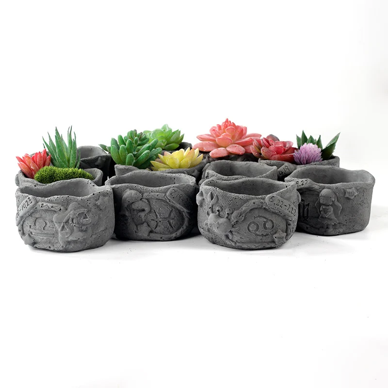 Concrete Planter Mold 12 Constellations Silicone Cement Succulent Flower Pot Mould Garden Decorative Tool