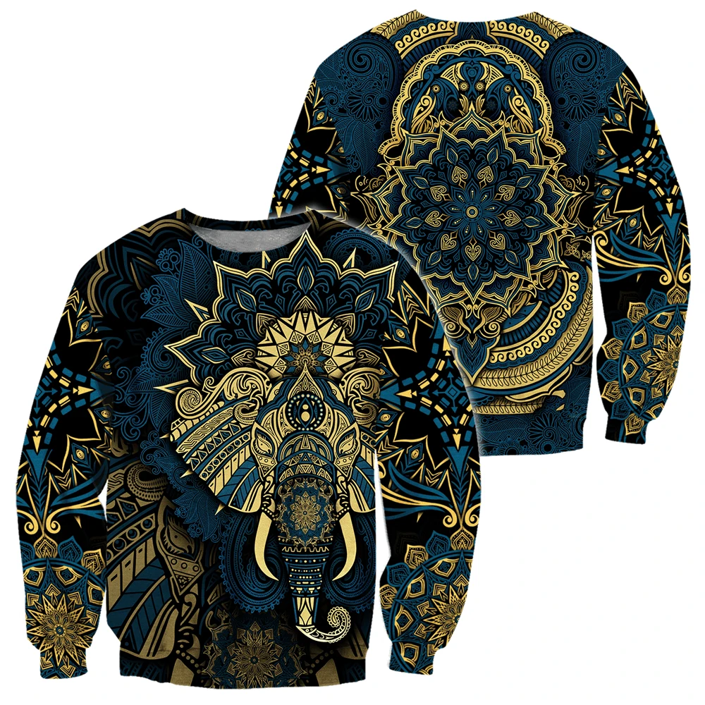 Elephant Royal Mandala 3D All Over Printed Hoodies and Sweatshirt Unisex Casual Zipper Hoodies Jacket DYI311