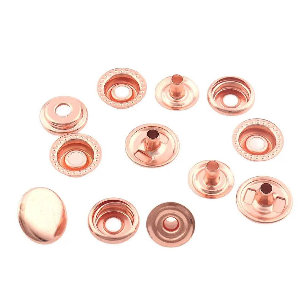 30 set 15mm Borchie a pressione in metallo Bottoni per cucire Elementi di fissaggio a scatto Oro rosa Cucito Borse artigianali in pelle Indumento