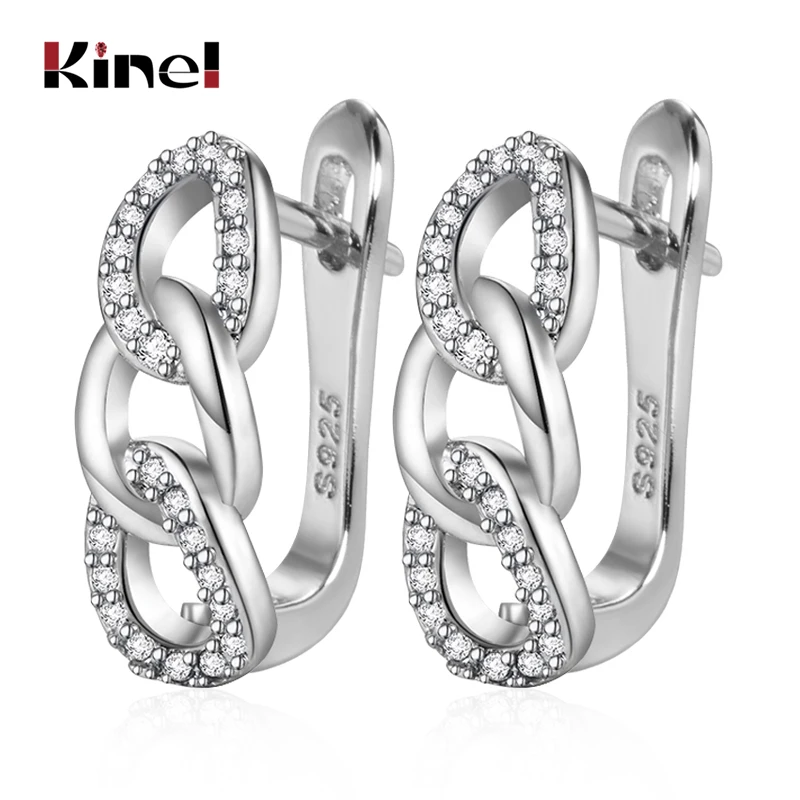 Kinel Classic 8 Shape Stud Earrings Natural Zircon Copper With Gold Silver Color Plated Korea Earrings For Women Trend Jewelry