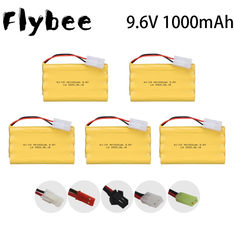 9.6V 1000Mah Pin Ni-Cd + Sạc Bộ Cho Rc Xe Ô Tô Đồ Chơi Thuyền Súng Xe Tăng Đoàn Tàu Robot NICD AA 9.6V Pin Sạc 1to5pcs