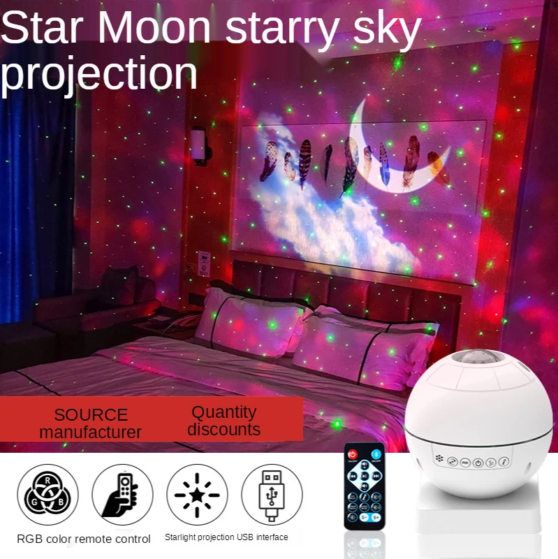 Factory Direct Supply Starry Sky Projection Lamp Moon Laser Bluetooth Music Projection Led Night Light Atmosphere Lamp