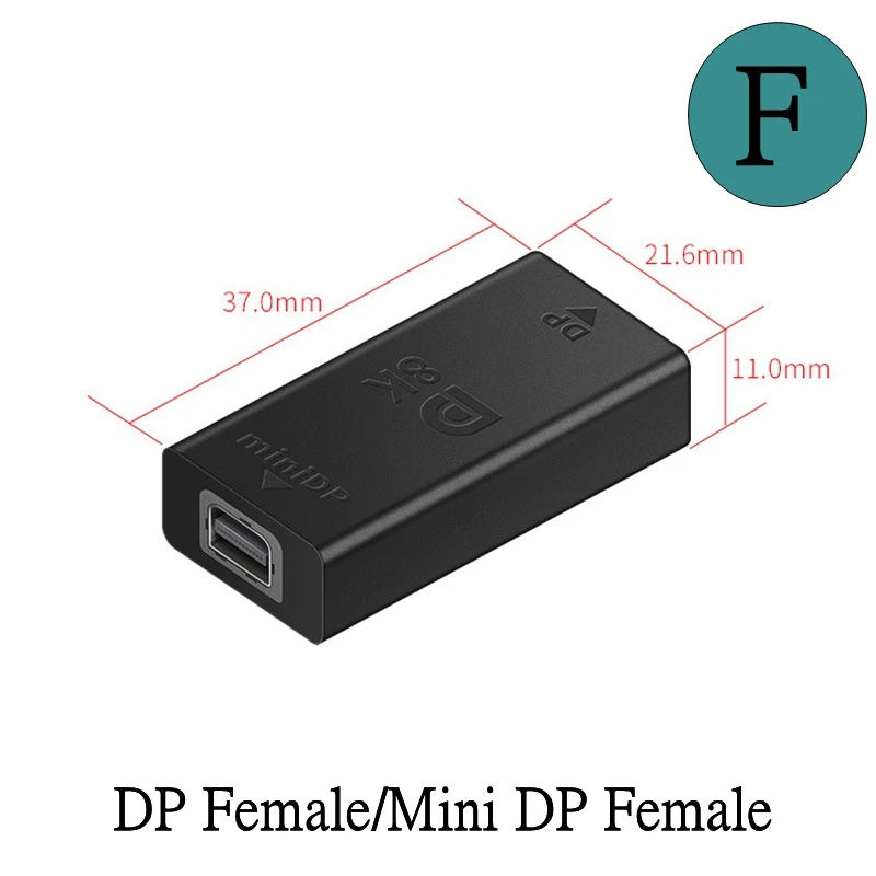 Displayport 1.4V To Mini DP adapter Right angled DP 8k-60Hz -4k 2K/165Hz pass through 90- degree Angle Displayport 1.4 converter