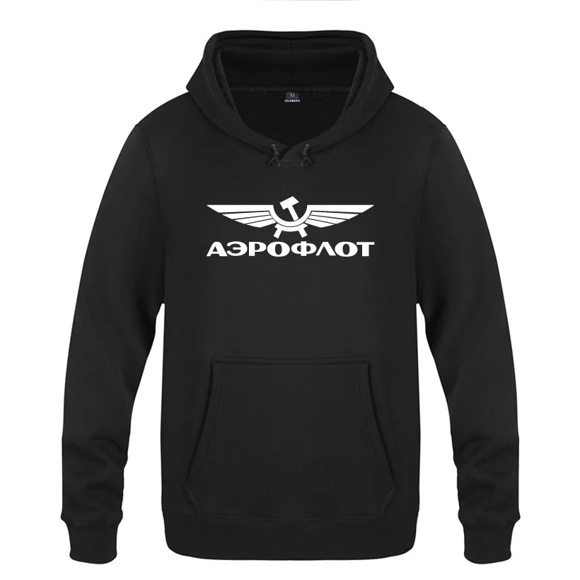 

Distressed Aeroflot Russian Airlines Hoodies Men Fleece Long Sleeve Hooded Sweatshirt Winter Hip Hop Fitness Pullover Streetwear