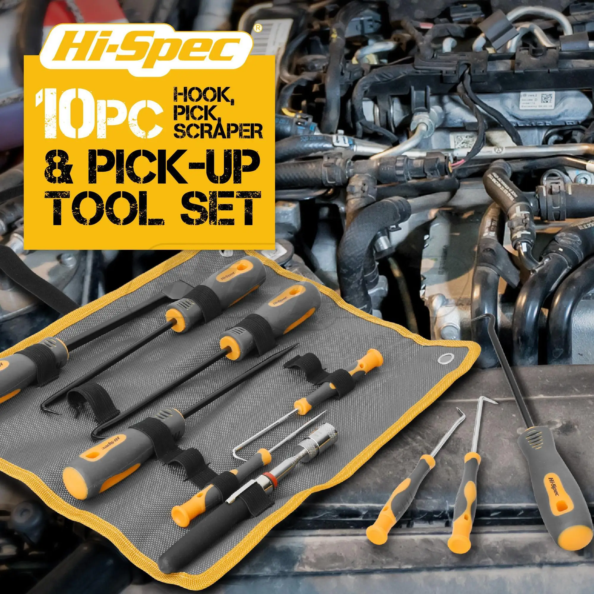 Hi-Spec 10 Cái/bộ Xe Gắp Và Móc Bộ Tự Động Tẩy Bộ Dụng Cụ Ô Tô O Vòng Dầu Ấn Miếng Đệm vali Kéo Thủ Công Dụng Cụ Cầm Tay