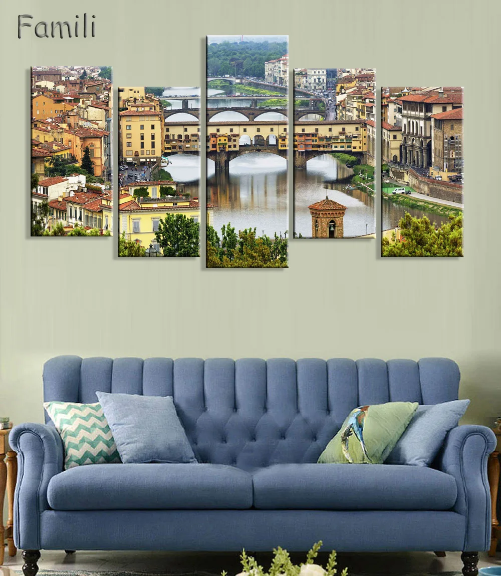 

Nightlight In Italy Canvas Painting Wall Art Landscape 5pcs Prints Home Decor Picture Panels Poster For Linving,art painting