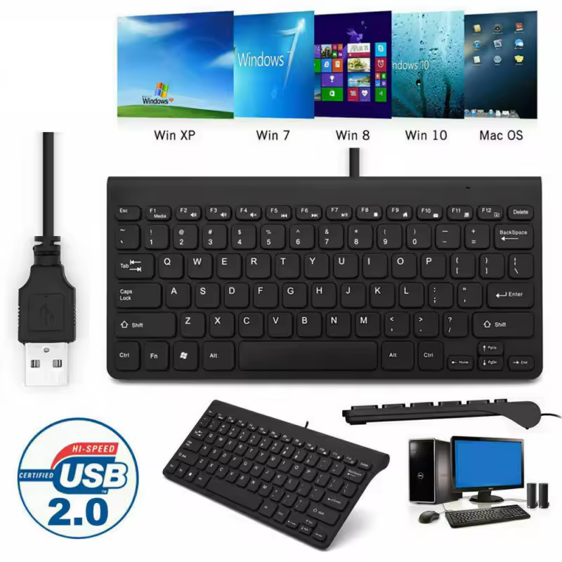 Protable Ultra-thin Mini Wired Keyboard USB Waterproof Home Office mouse Keyboard combo set For PC Desktop Laptop Computer