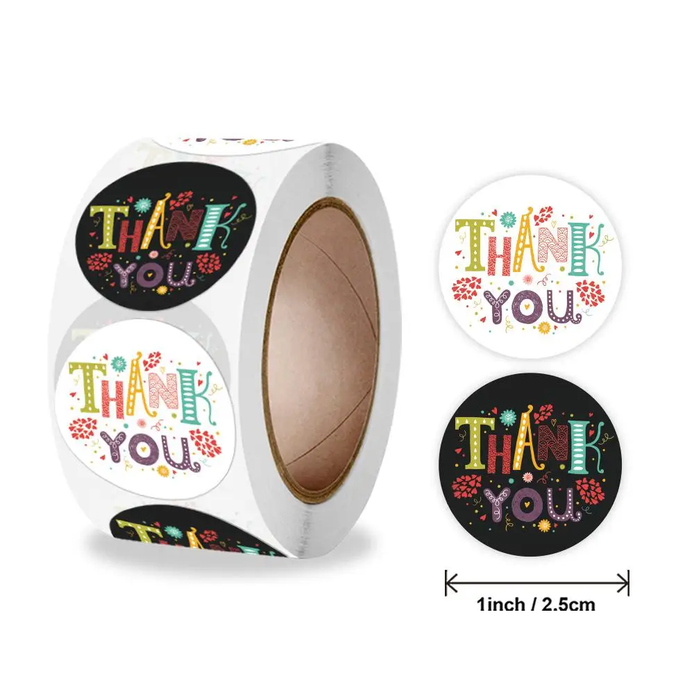 500pcs Funny Thank You Stickers Roll , Round Thank You Labels for Greeting Cards, Flower Bouquets, Gift Wraps, Tags, Mailers Bag