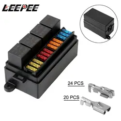 4Pin 12V 40A Relays with Spade Terminals Plastic Cover 12 Way Blade Fuse Holder Box for Auto Truck Trailer Fuse Car Accessories