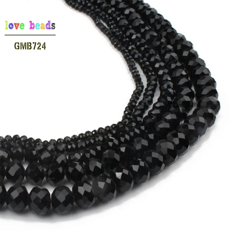 Faceted Black Glass Crystal Rondelle Spacer Beads 4/6/8/10/12/14mm Jewelry Making Diy Jewelry Accessories Jewelry Findings