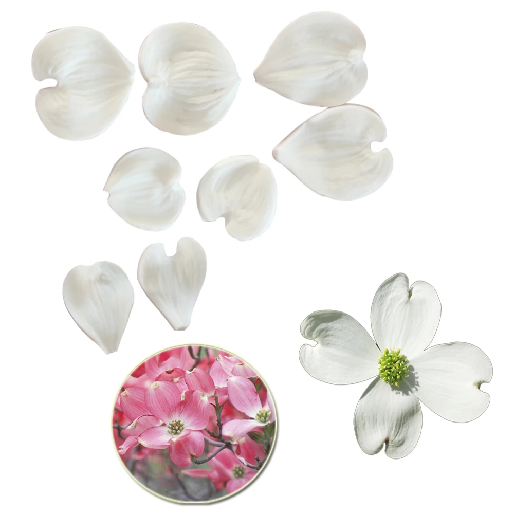 Dogwood Flower Petals Silicone Veiner Molds Sugarcraft Cold Porcelain Marshmallow Cupcake Mould Earring Decorating Tools m2177
