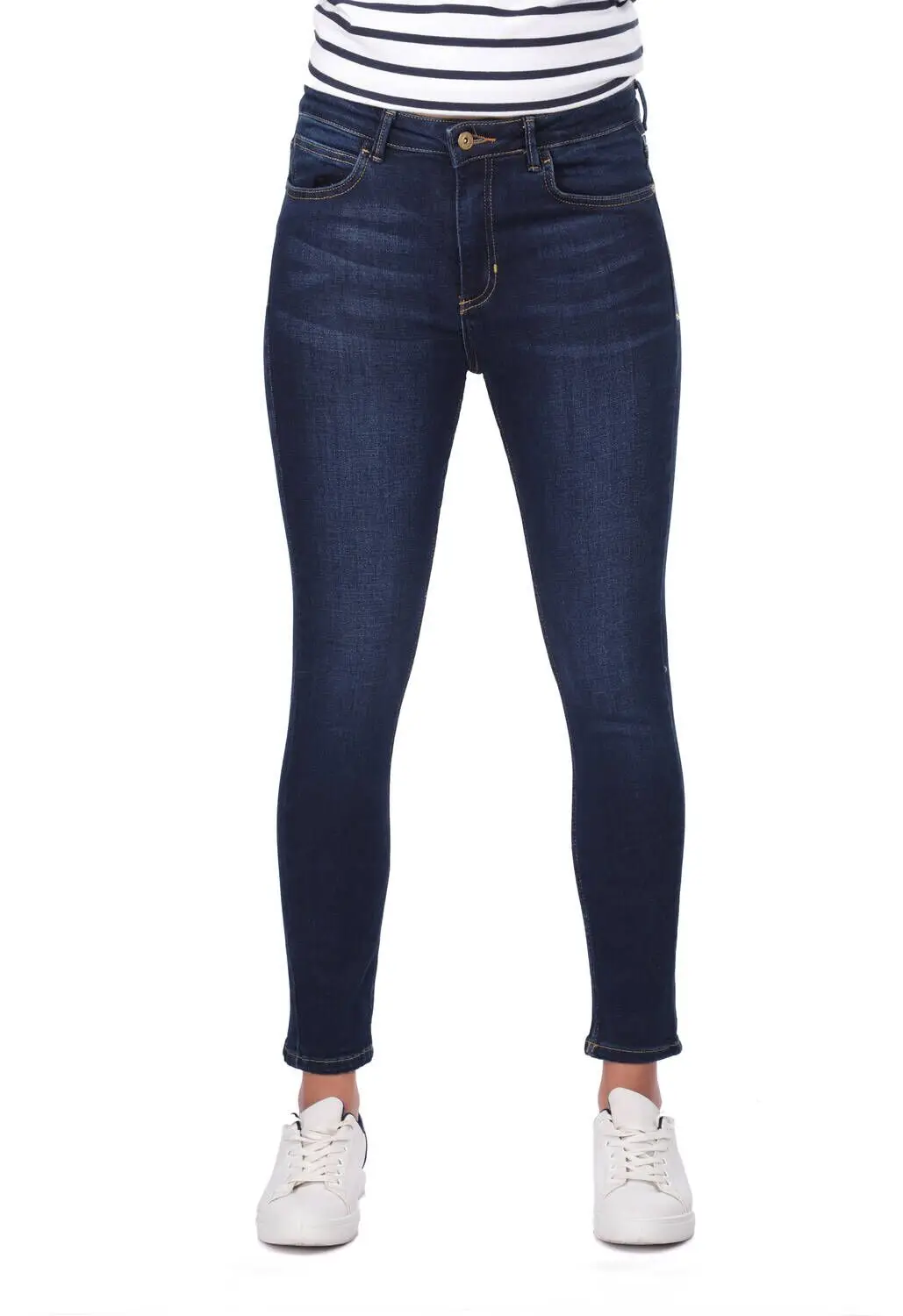 Blue White Women Jean Pants