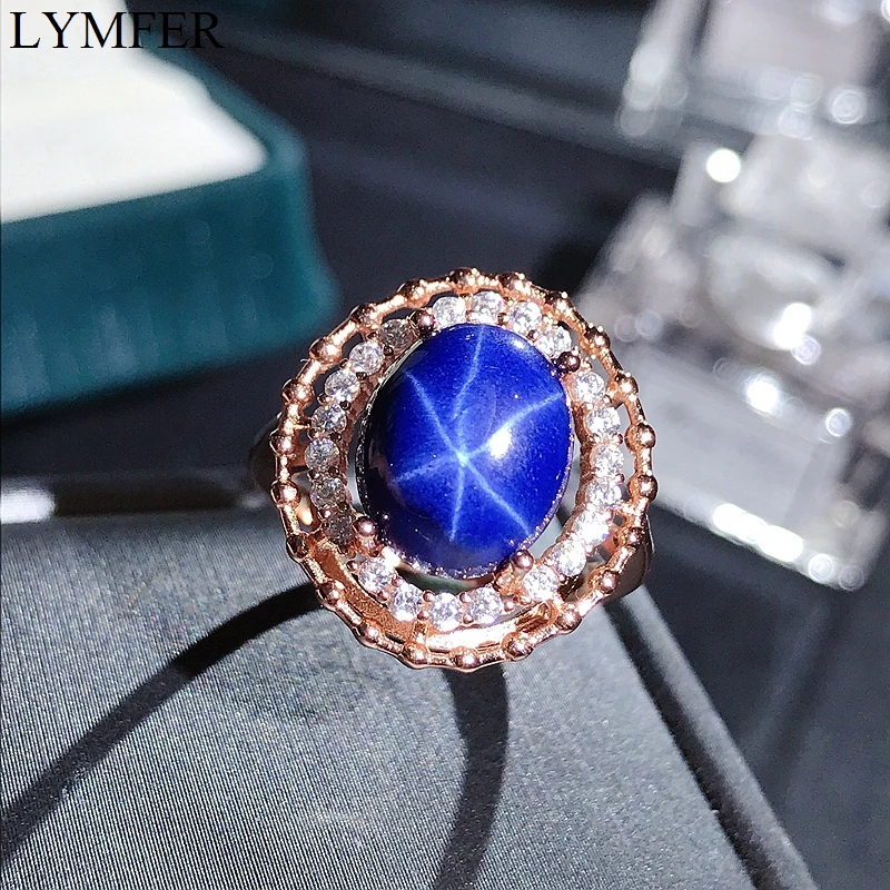 Starlight Sapphire Ring, Classic 925 Pure Silver Star Line Beautiful Mail Packing