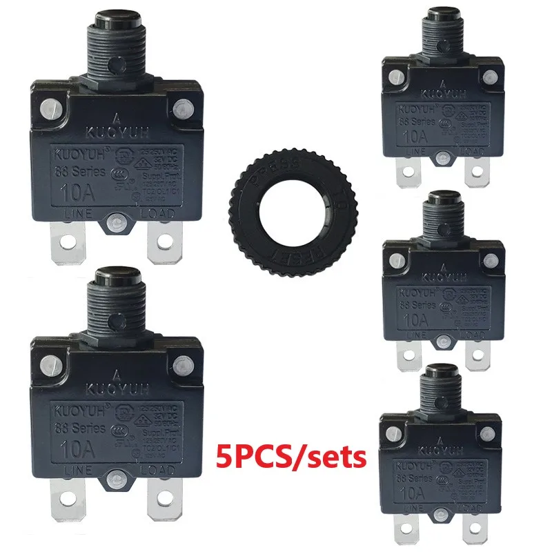 

5PCS 88Series KUOYUH Circuit Breakers 3A 4A 5A 6A 7A 8A 9A 10A 11A 12A 13A 14A15A 16A 18A 20A overload overcurrent protector