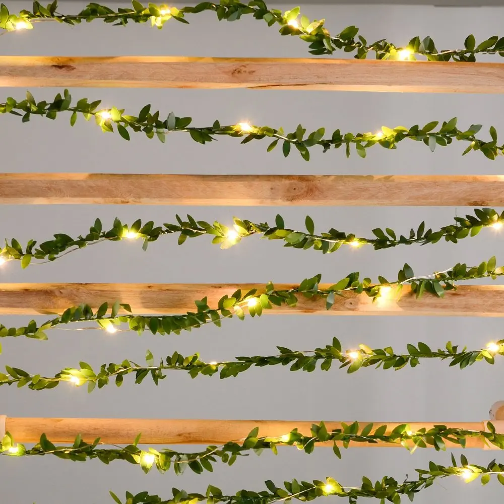 Battery/USB/Solar Powered Artificial Plant Ivy Led String Light Creeper Green Leaf Garland For Christmas Wedding DecorativeLight