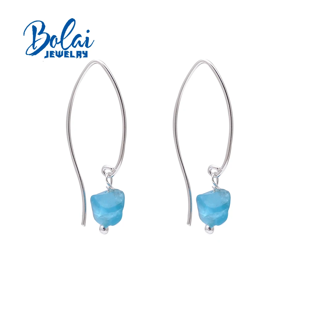 

bolai jewelry, new Handmade apatite 925 sterling silver earrings, simple design, for women to create a beautiful gift