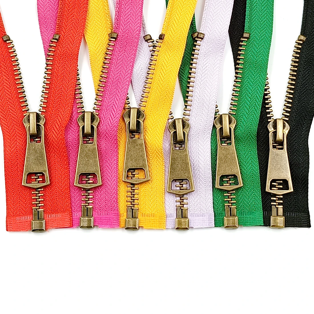 5# High Quality Colorful Open-End Auto Lock Copper Metal Zipper Diy Handcraft For Clothing Pocket Garment Sewing Shoes Bags