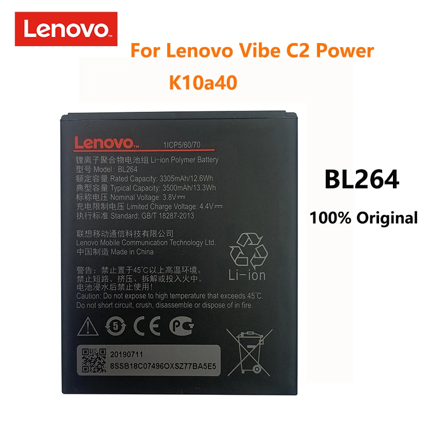 

100% Оригинальный аккумулятор BL264 3500 мАч для Lenovo Vibe C2 Power K10a40 K10 a40 S120 161203 мобильный телефон аккумулятор