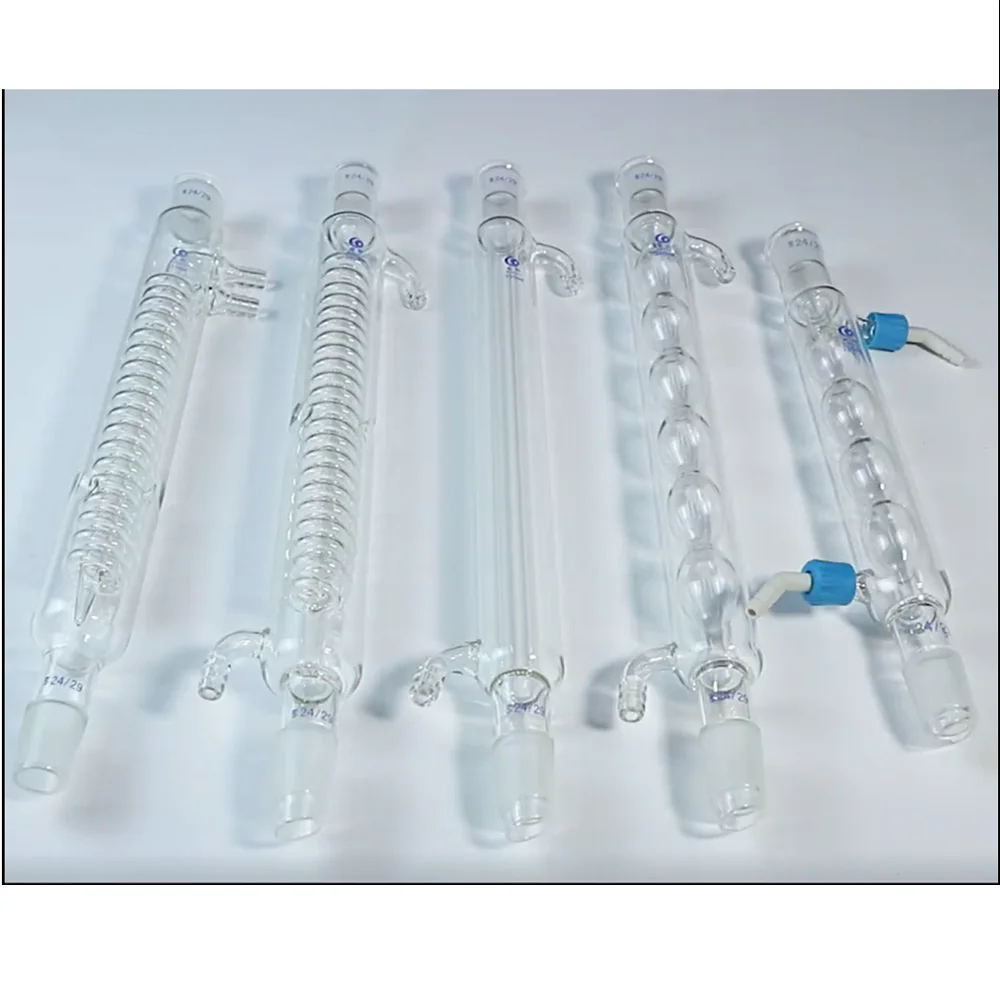 High Borosilicate glass Condenser Tube 24*24mm Spherical/Serpentine/Straight types 200/300/400/500/600mm Quality Laboratory use