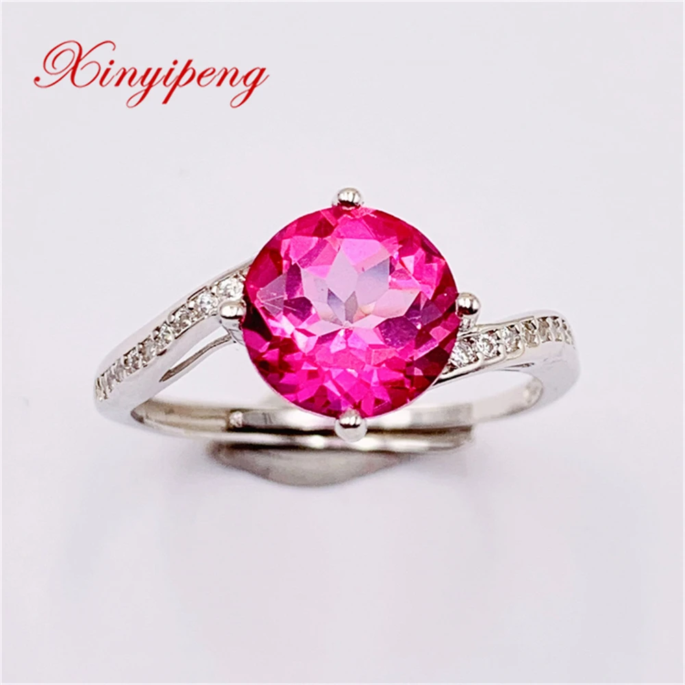 

Xin Yipeng Fine Gem Jewelry Real S925 Sterling Silver Inlaid Pink Topaz Rings Engagement Wedding Gift For Women Free Shipping