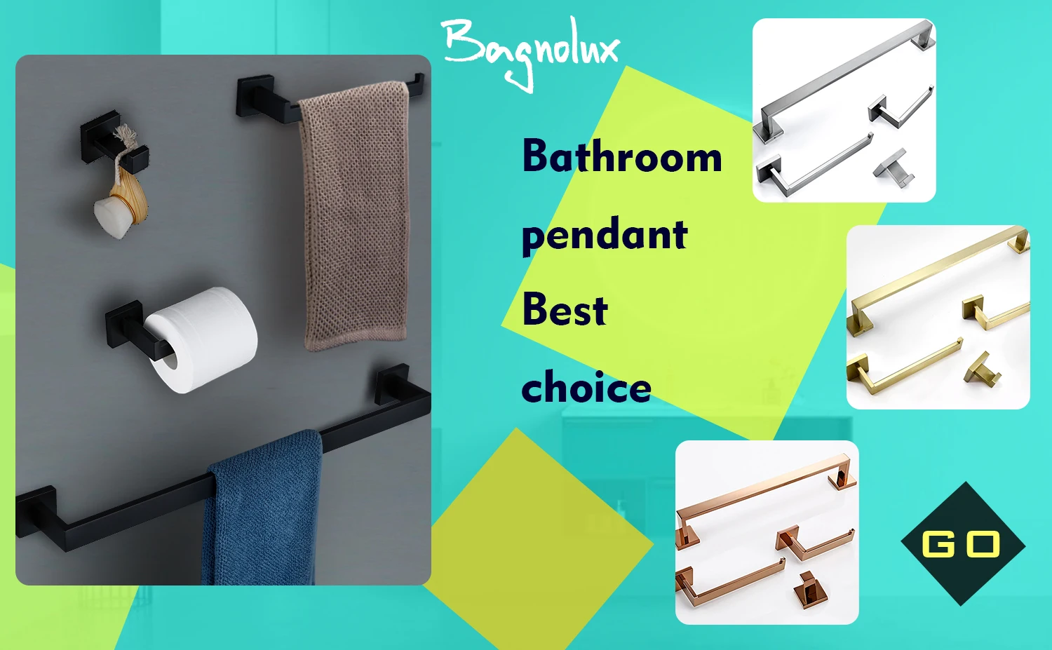 Bad Zubehör Bad Hardware Set Schwarz Robe Haken Handtuch Schiene Bar Rack Bar Papier Halter Regal – Detail 1