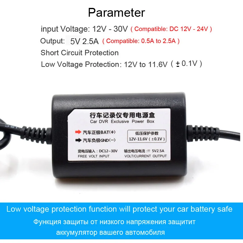 XCGaoon – Kit de câblage rigide USB pour caméra de tableau de bord, 12/24V, 5V, 2,5 a, 3.1M, pour rétroviseur, GPS, chargeur de voiture