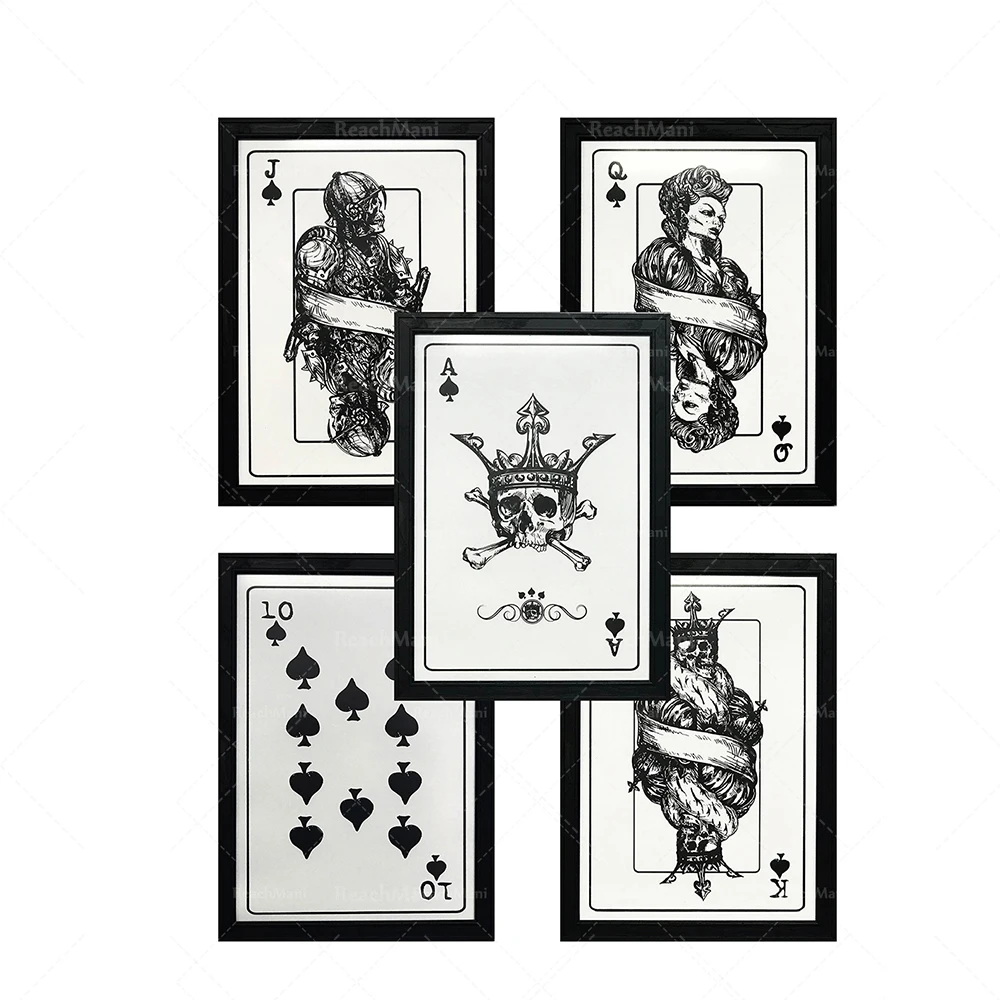 Straight Flush Playing Cards-Skull Art-Player Gifts-Texas Hold Playing Cards Decoration Wall Gift Poster