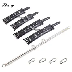 Thierry Doggy Style Locking Spreader Bar with Wrist Ankle Cuffs, Adjustable Spreader Bar Bondage Handcuffs SM Games for Couples