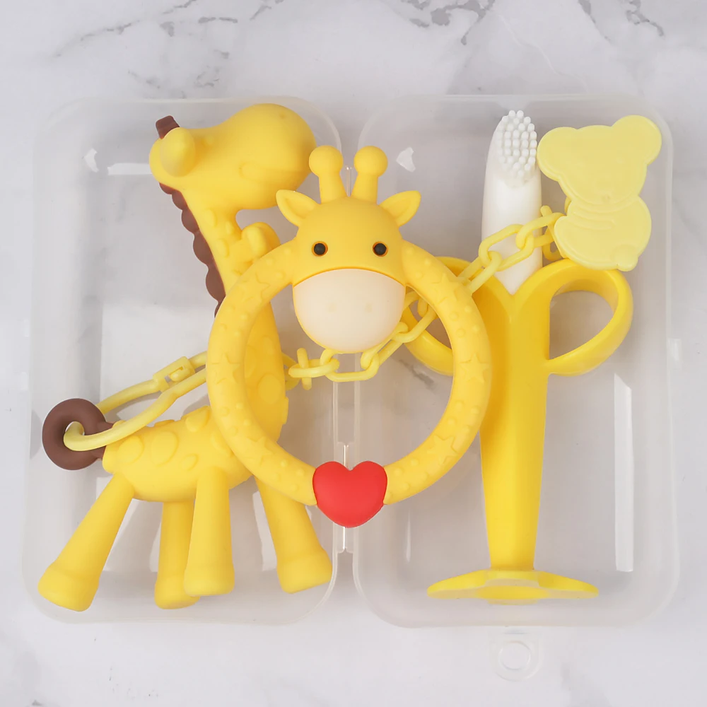 5pcs Baby Pacifier Clip Cartoon Animal Pacifier Chains Newborn Soother Holder Silicone Fruit Baby Teether Baby Molar Teeth Care