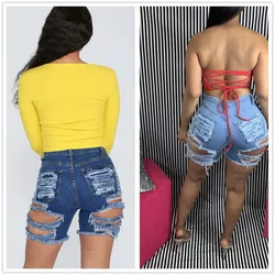 2021 Summer New Woman Fashion Ripped Shorts Jeans High Waist Sexy Elastic Denim Shorts Top Quality Wholesale Price S-2XL