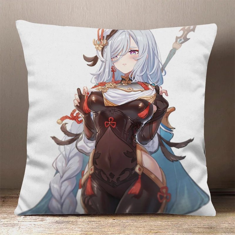 Anime Genshin Impact Shen He Cartoon Square Throw Pillow Siesta Dakimakura Dakimakura Safa Back Cushion Otaku Cosplay Gifts