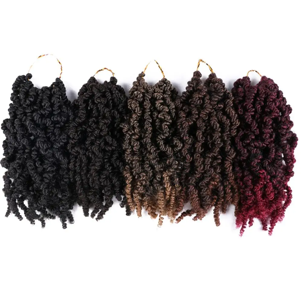 Short Bob Spring Twist Crochet Hair Springy Bomb Twist Crochet Braids Pre Twist Fluffy Passion Twist Hair Ombre Black Brown Red