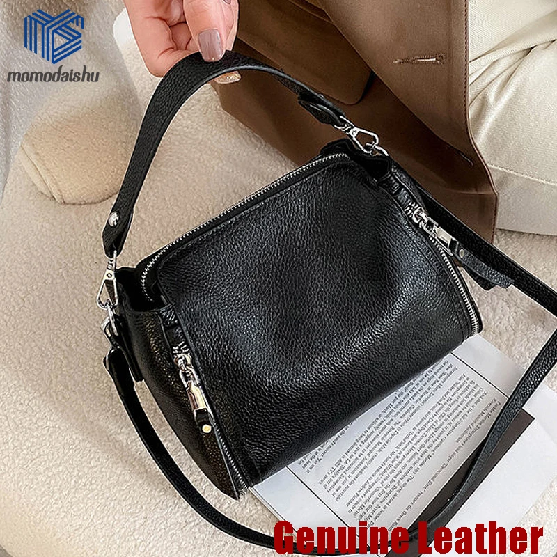 2024 New Genuine Leather Handbag Designers Women Messenger Bags Females Bucket Bag Leather Crossbody Shoulder Bag Handbag Bolsa