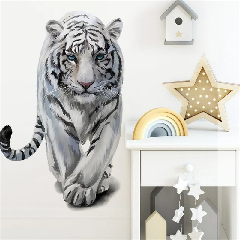 Pegatina de pared de tigre 3D para habitación de niños, decoración del hogar, dormitorio, Mural de PVC, calcomanías artísticas