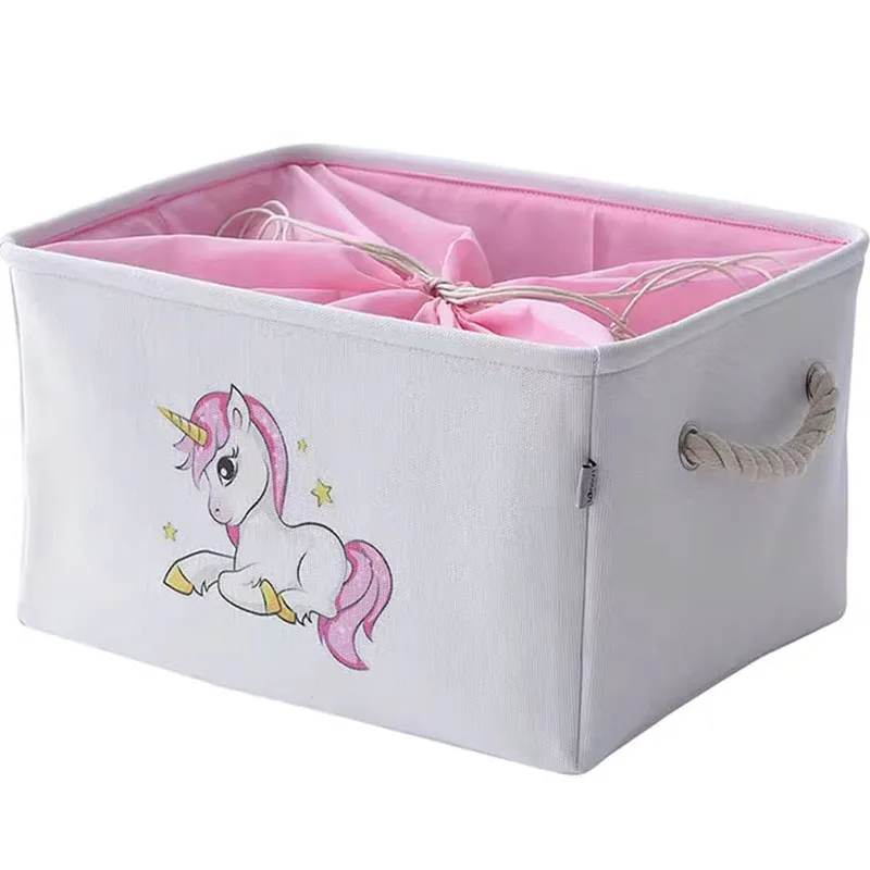 Fabric Storage Basket Toy Organizer Clothes Basket With Handle Kids Toy Storage Box Book Desktop Organizer Laundry Basket