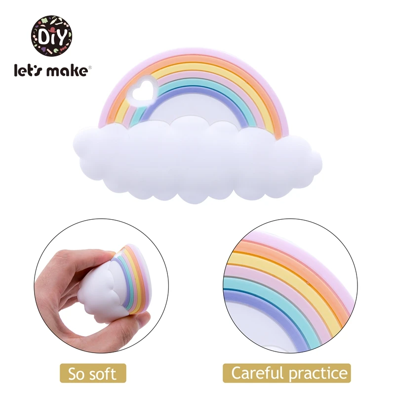 Silicone Teethers Rainbow CAartoon Shape 1pc BPA Free Tint Rod Food Grade Silicone Baby Teethers Teething Toys Charms Patent