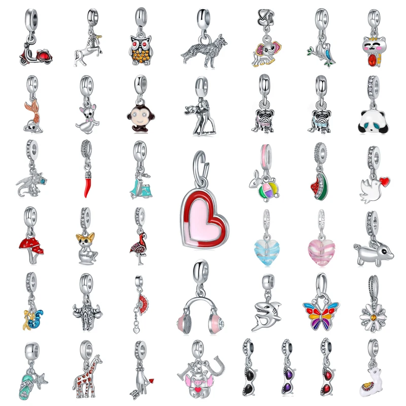 

New Fashion Charm Original Owl Panda Alpaca Fawn Monkey Love Pendant Fit Original Pandora Ladies Bracelet Jewelry Accessories