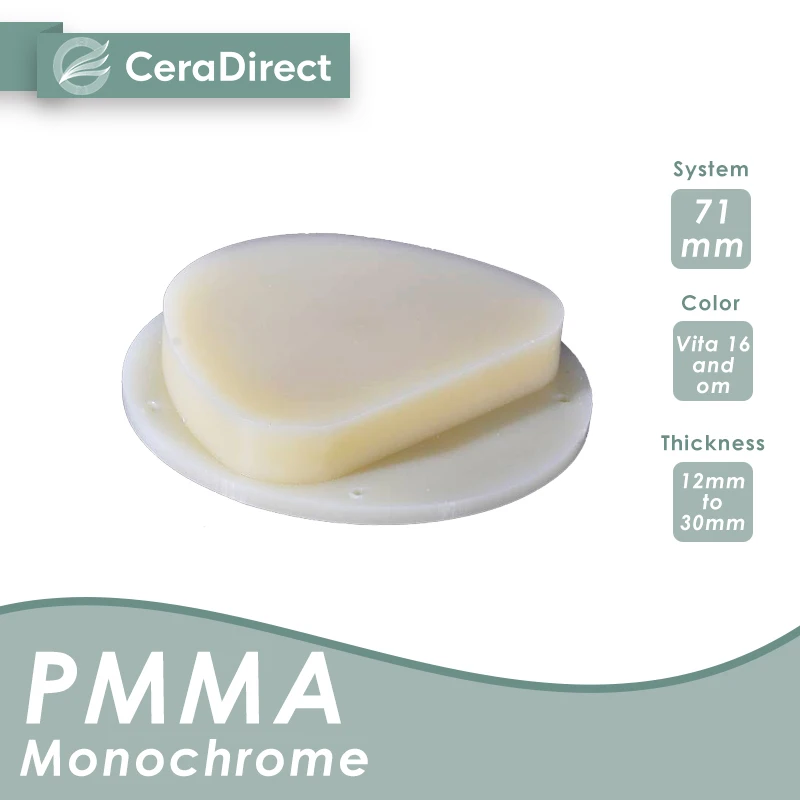 Aniversário Cerafirect (5pcs) Monocromático PMMA Bloco AG Sistema (71mm)-espessura 13 16 20mm -- para laboratório CAD/CAM