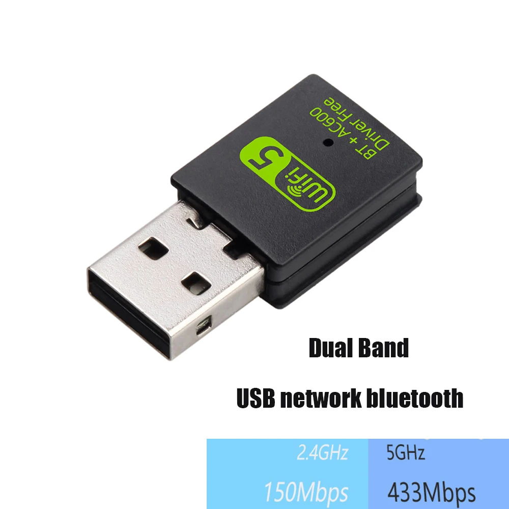 600Mbps USB WiFi Adapter BT5.0 dwuzakresowy 2.4/5.8Ghz bezprzewodowy odbiornik zewnętrzny Mini Adapter WiFi RTL8821CU dla PC/Laptop