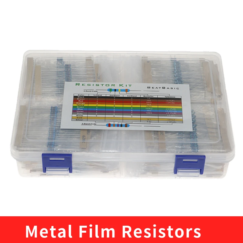 2600pcs 130Values 1/4W 0.25W 1% Metal Film Resistors Assorted Pack Kit Set Lot Resistors Assortment Kits Fixed capacitors