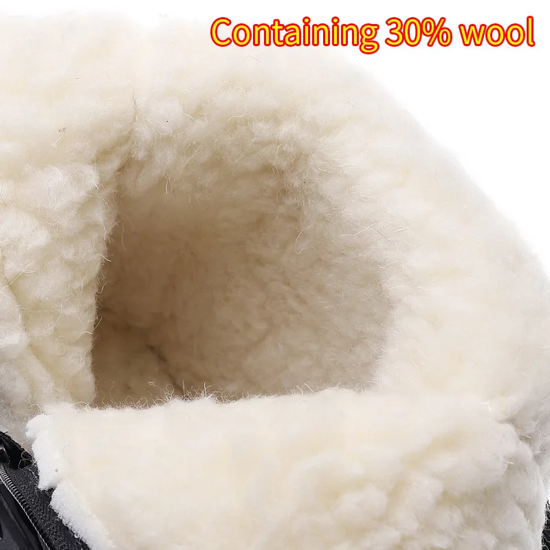 Men Boots 2023 Winter Shoes men Warm Snow Boots Mid-calf Men Winter Shoes Thick Plush 30% Wool Winter Boots Non-slip