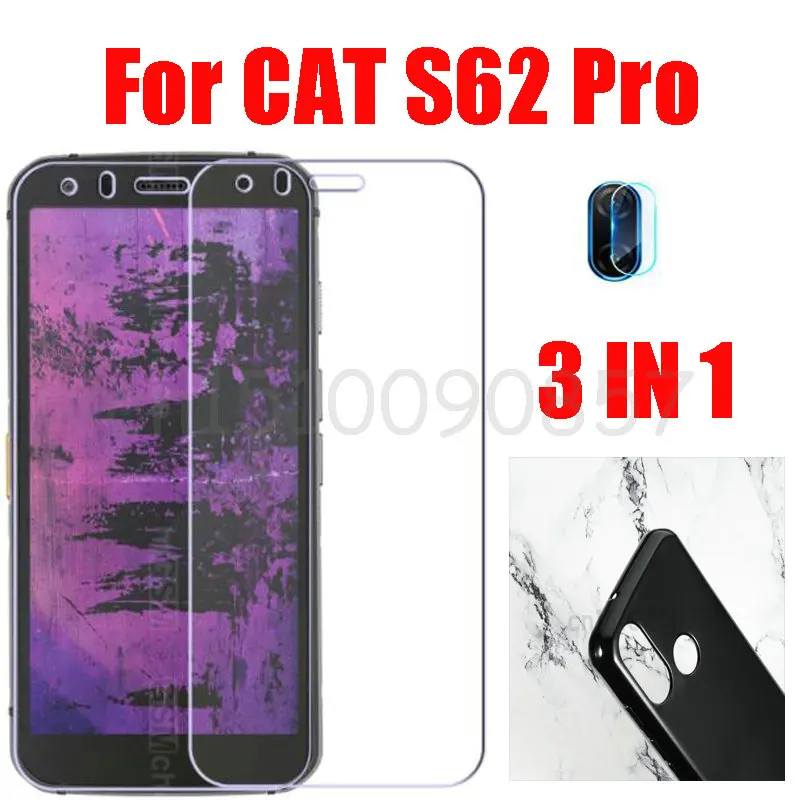 3-in-1 Case Glass For CAT S62 Pro Screen Protector Glass Full Protection on For CAT S62 Pro Camera Lens Glass