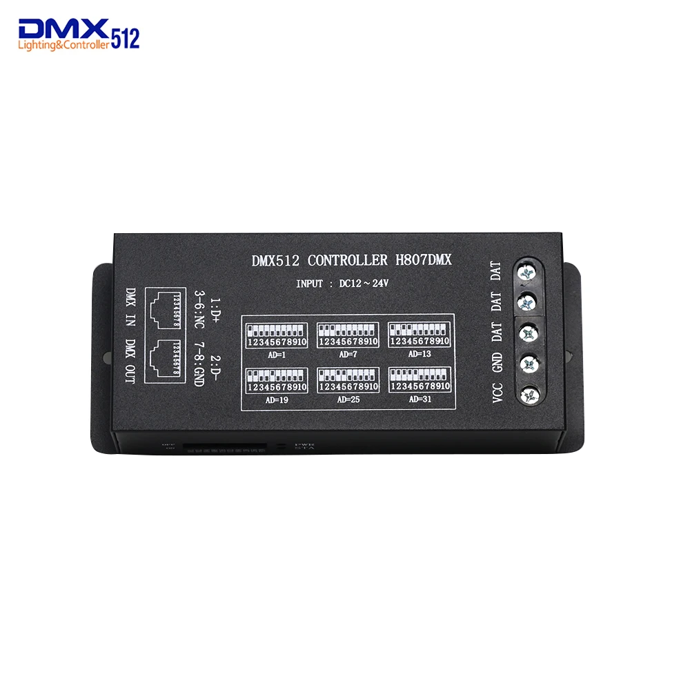 H807DMX DMX512 Controller 1024 pixels RGB Controller 14 Channels DMX Controller For WS2812 WS2813 DMX Stage Light